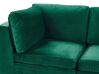 Left Hand 4 Seater Modular Velvet Corner Sofa with Ottoman Green EVJA_789595