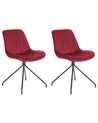 Set of 2 Velvet Dining Chairs Red NAVASOTA_860864