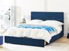 Velvet EU Super King Size Ottoman Bed with Drawers Navy Blue VERNOYES_861378