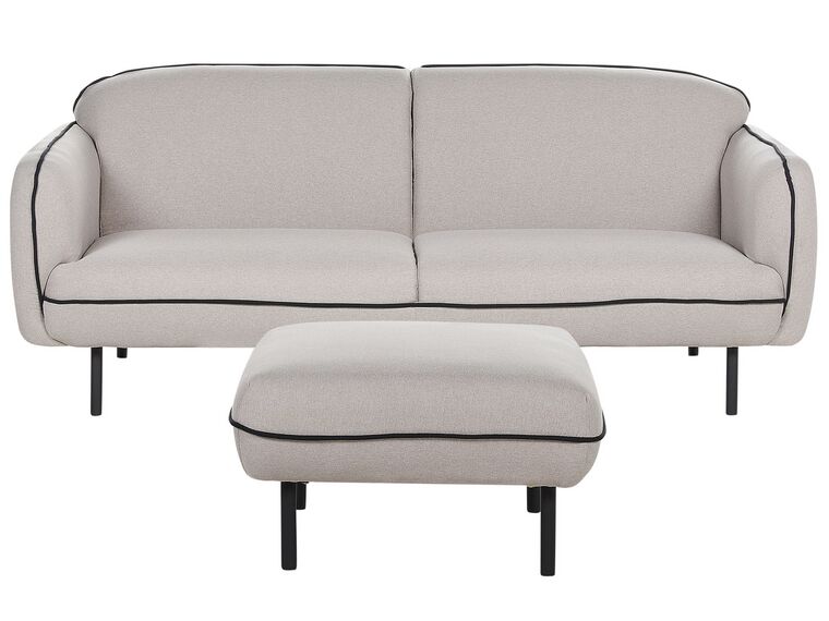 Canapé 3 places avec ottoman en tissu gris clair TONSBERG_896879