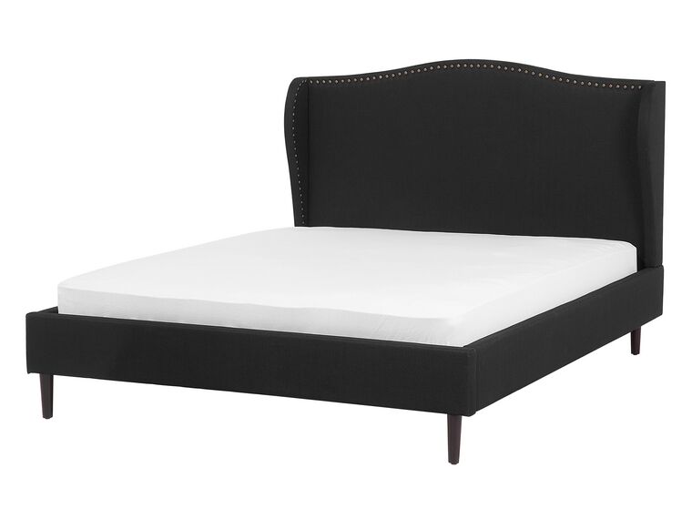 Fabric EU Double Size Bed Black COLMAR_711814