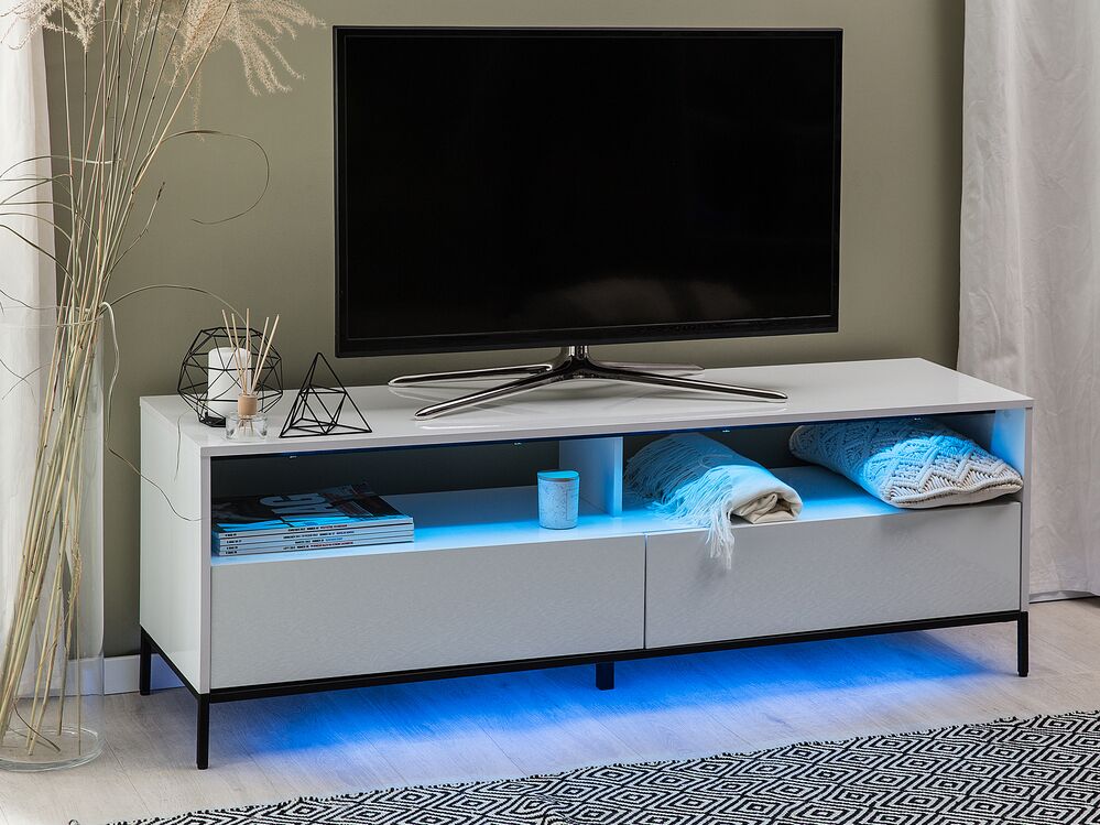 Derde Vete ziel TV-meubel wit met LED-verlichting SYDNEY | ✓ Gratis Levering