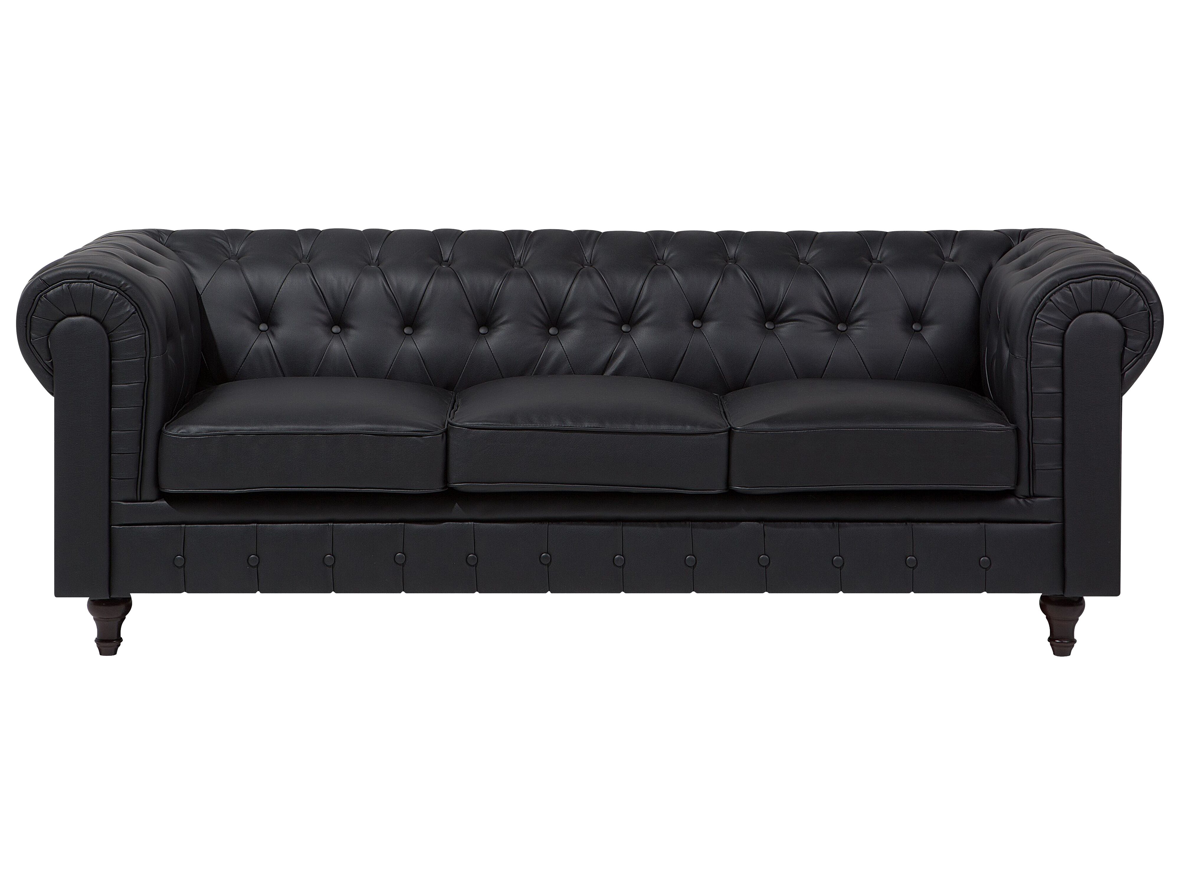 Narożnik ekoskóra prawostronny czarny CHESTERFIELD