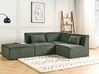 Canapé d'angle côté gauche modulable 3 places en velours côtelé vert foncé avec ottoman LEMVIG_875735