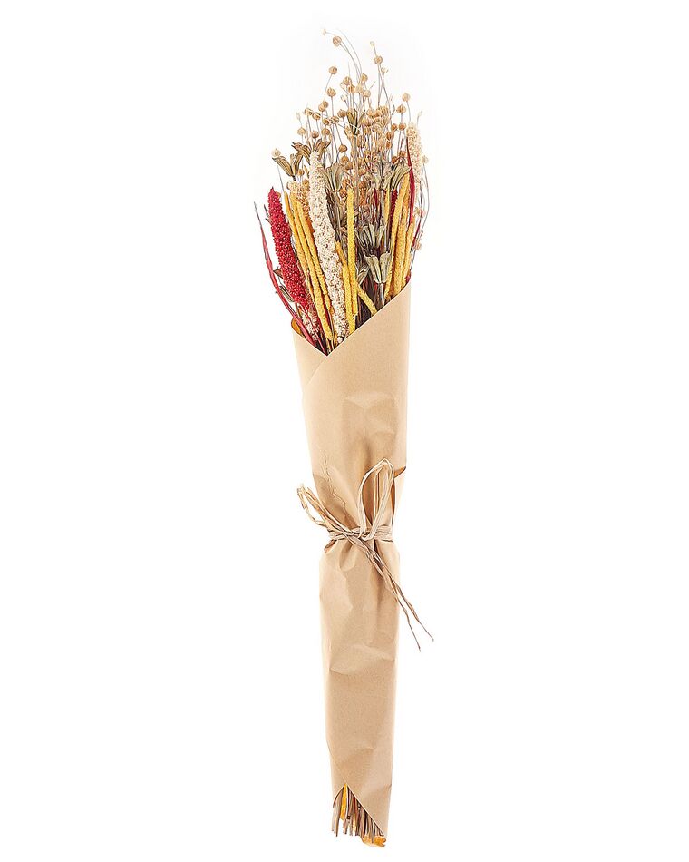 Torkad blombukett 65 cm röd/gul PAMPELUNA | Beliani.se