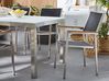 6 Seater Garden Dining Set Grey Granite Triple Plate Top with Black Chairs GROSSETO_764067