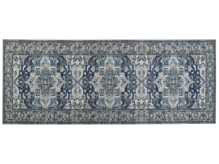 Teppich grau / blau 80 x 200 cm orientalisches Muster Kurzflor KOTTAR_831409