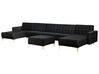 6 Seater U-Shaped Modular Velvet Sofa with Ottoman Black ABERDEEN_857407