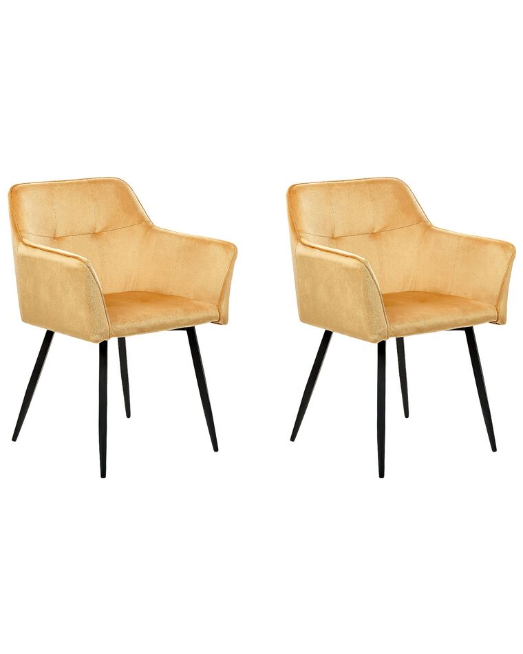 Set of 2 Velvet Dining Chairs Yellow JASMIN_859395