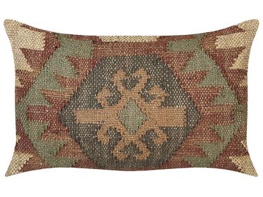 Jutowa poduszka dekoracyjna geometryczny wzór 30 x 50 cm wielokolorowa CUMBUM