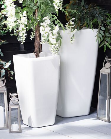 Set of 2 Plant Pots 30 x 30 x 57 cm White MODI