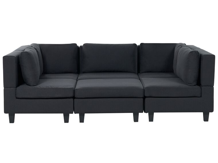 5-Seater Modular Fabric Sofa with Ottoman Black UNSTAD_893515