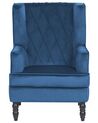 Fotel welurowy z podnóżkiem niebieski SANDSET_776358