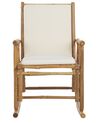 Chaise à bascule en bambou clair et blanc cassé FRIGOLE_839556