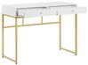 Home Office Desk / 2 Drawer Console Table White with Gold DAPHNE_811524