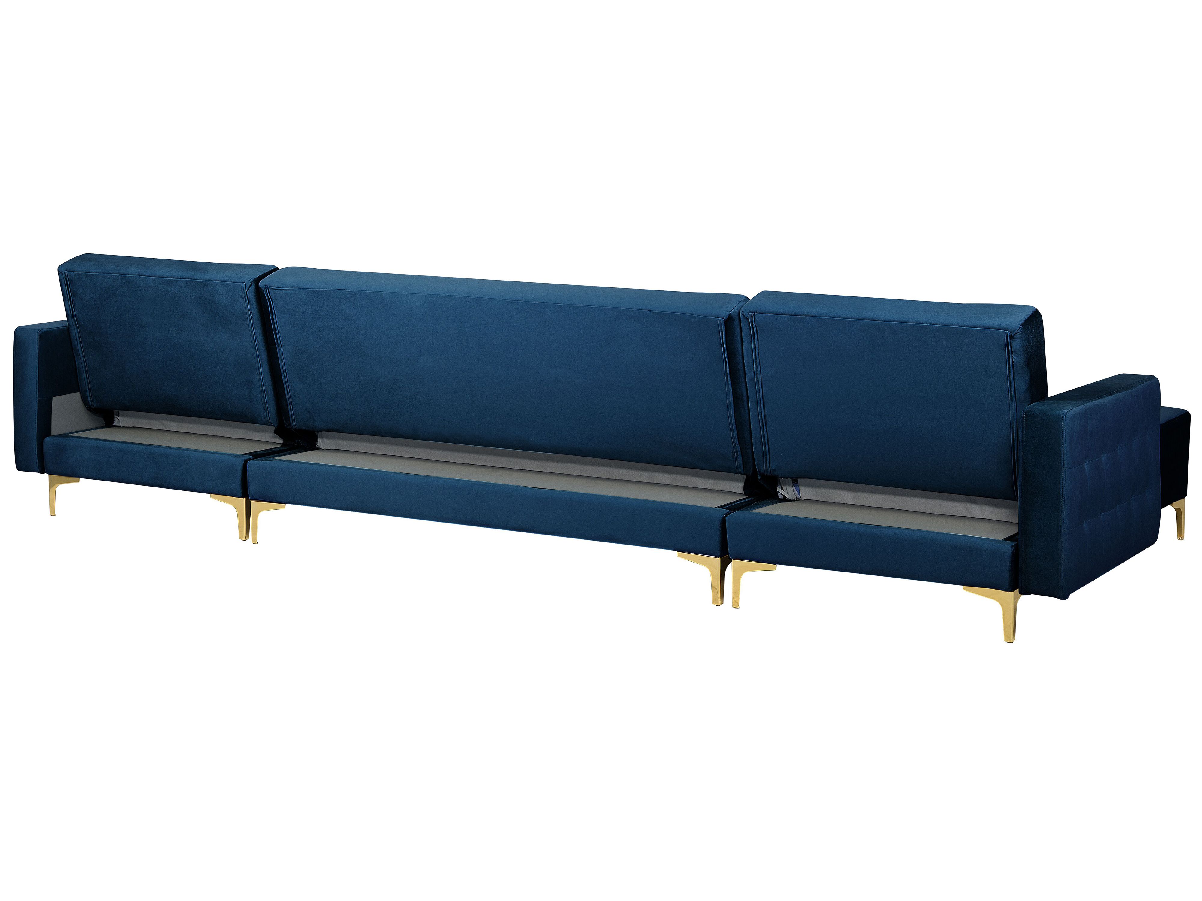 5 Seater UShaped Modular Velvet Sofa Navy Blue ABERDEEN Beliani.co.uk