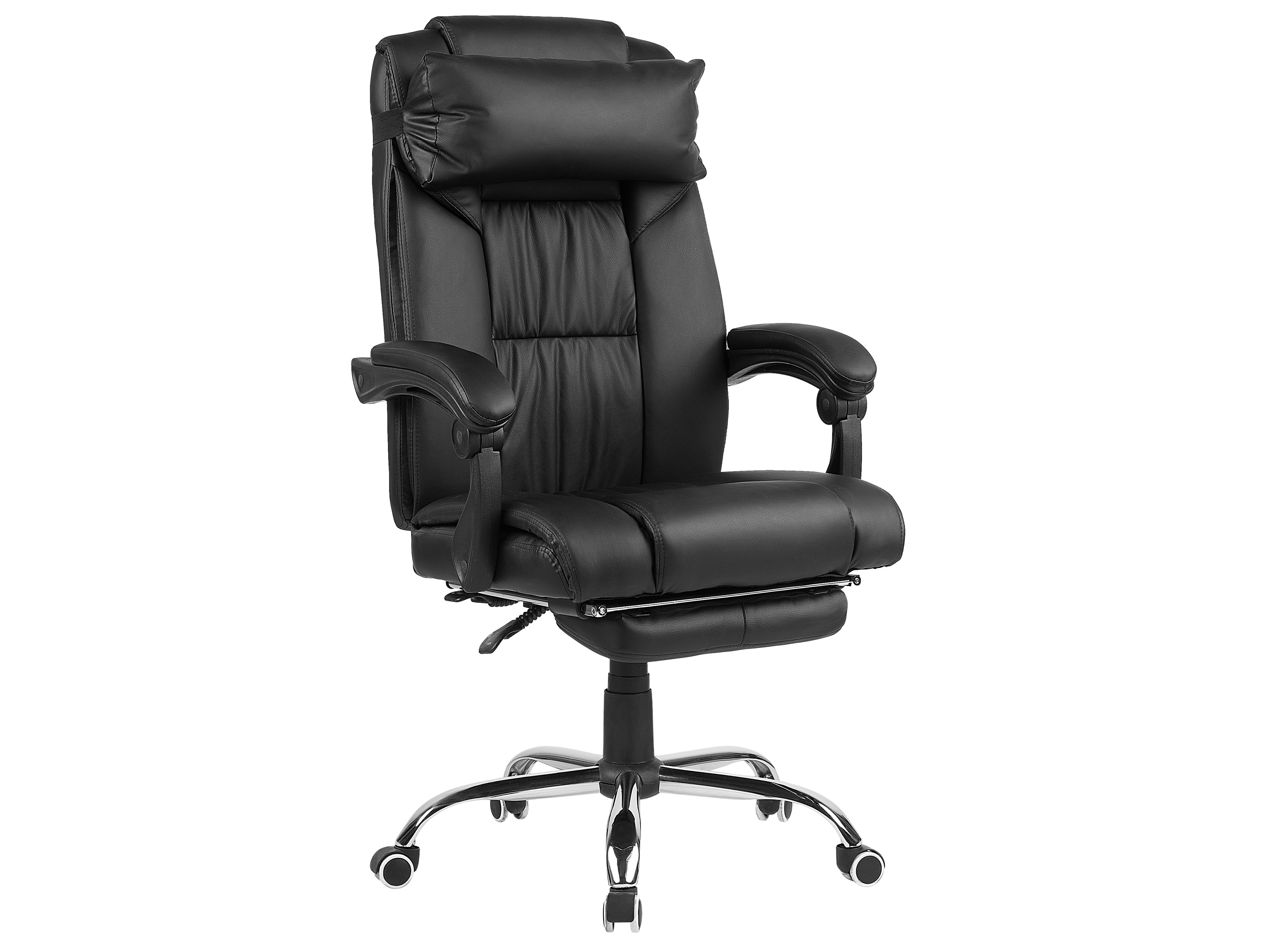 Reclining Faux Leather Executive Chair Black LUXURY