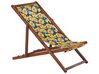 Set of 2 Acacia Folding Deck Chairs and 2 Replacement Fabrics Dark Wood with Off-White / Yellow Floral Pattern ANZIO_820024