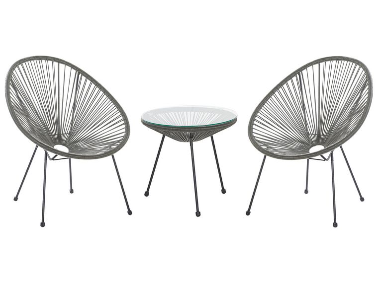 2 fauteuils spaghetti gris foncé et table pour intérieur et extérieur ACAPULCO II_795218