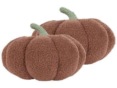 Set of 2 Boucle Cushions Pumpkin ⌀ 28 cm Brown MUNCHKIN