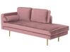 Chaise-longue à esquerda em veludo rosa MIRAMAS_755592