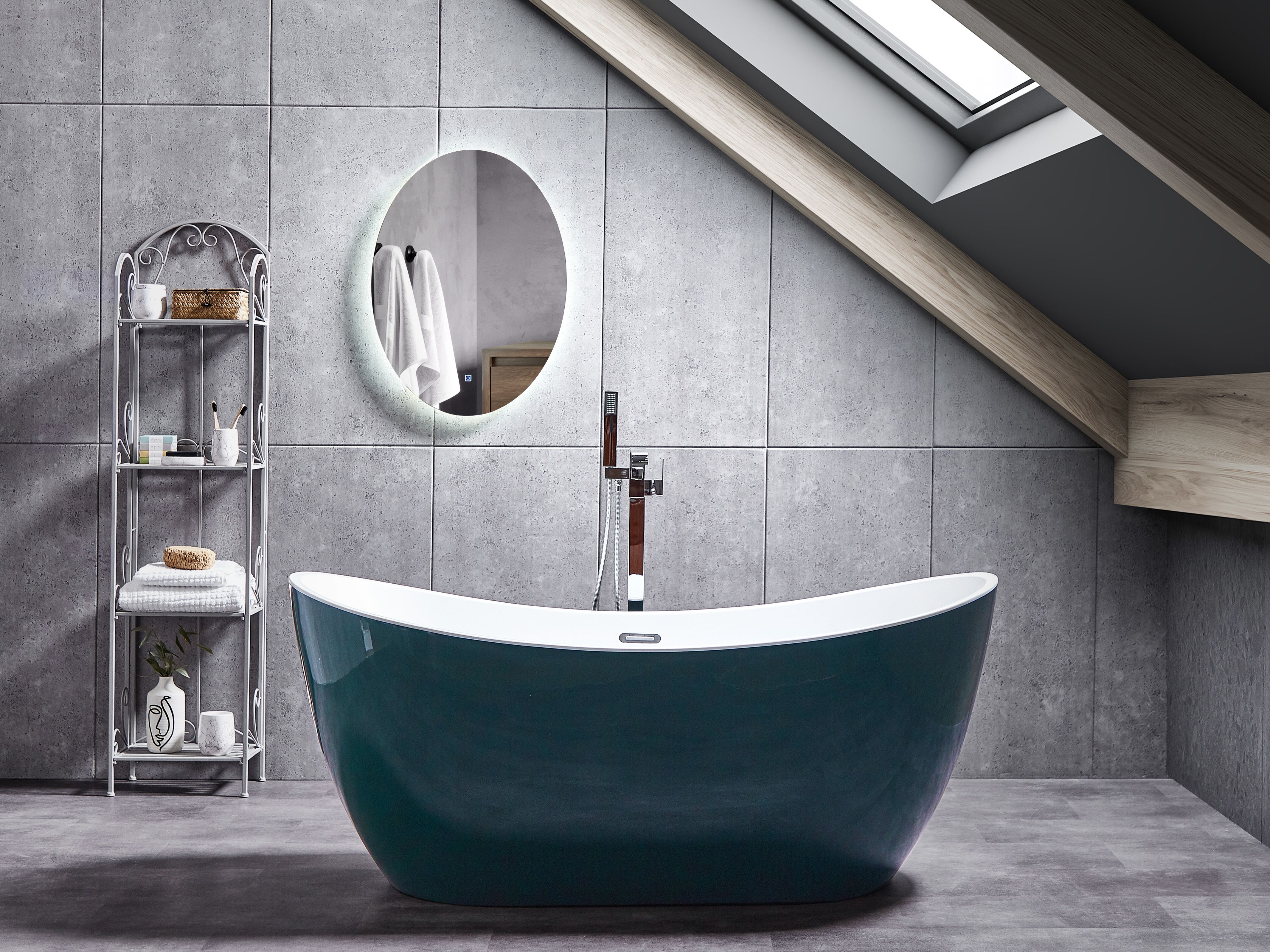Badewanne Freistehend Blaugr n Oval 170 X 77 Cm ANTIGUA Beliani at badewanne-freistehend-blaugr-n-oval-170-x-77-cm-antigua-beliani-at