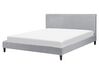 Fabric EU King Size Bed White LED Light Grey FITOU_772101