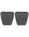 Set di 2 vasi polvere di pietra grigio scuro 49 x 49 x 49 cm ZELI_850552