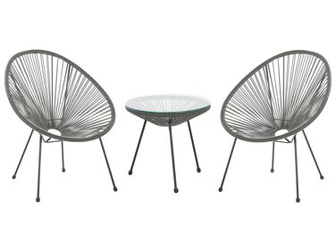 2 fauteuils spaghetti gris foncé et table pour intérieur et extérieur ACAPULCO II