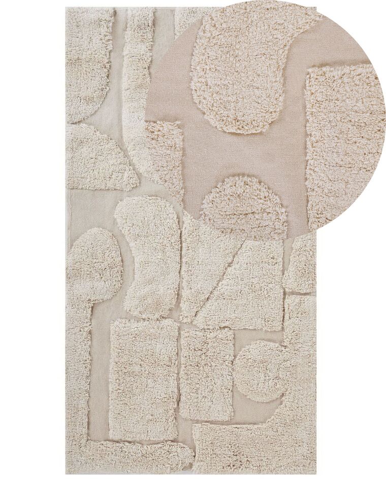 Teppich Baumwolle beige 80 x 150 cm abstraktes Muster Kurzflor DIYADIN_817481
