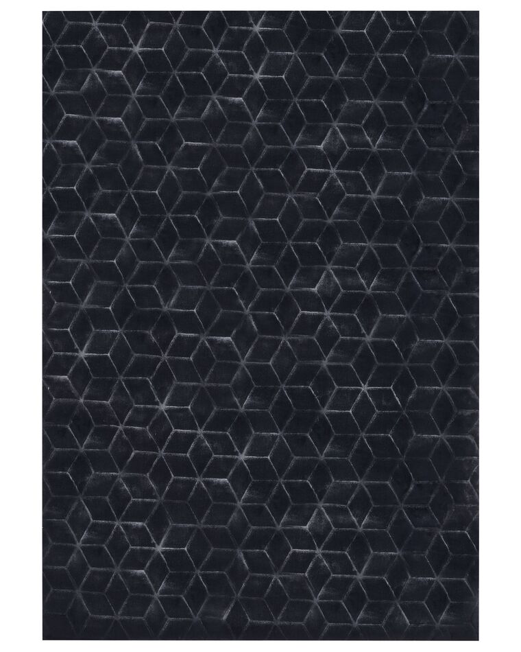 Faux Rabbit Fur Rug 160 x 230 cm Black THATTA Beliani.co.uk