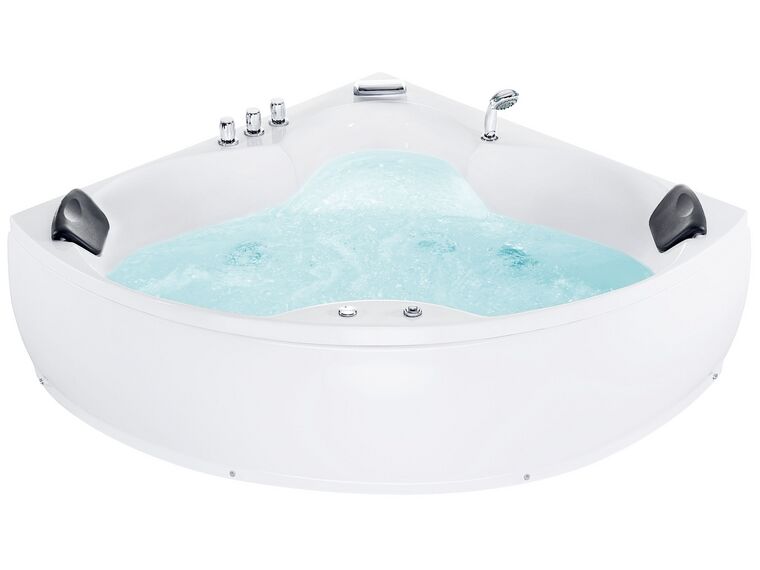 Banheira de hidromassagem de canto em acrílico branco com LED 205 x 150 cm SENADO_66693