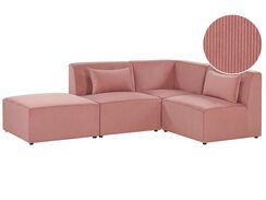 3-istuttava moduulikulmasohva ja rahi vakosametti vasenk. vaaleanpunainen LEMVIG