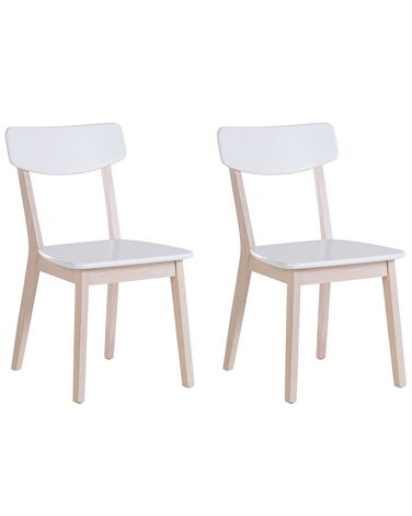 Set of 2 Wooden Dining Chairs White SANTOS