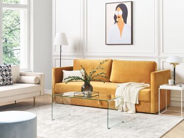 Velvet Sofa Bed with Storage Yellow EKSJO