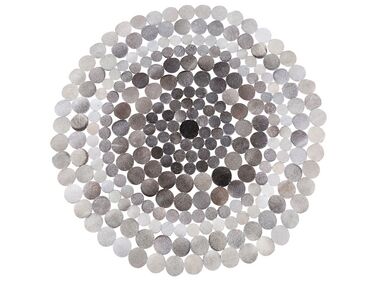 Okrúhly kožený koberec ⌀ 140 cm sivý HILVAN