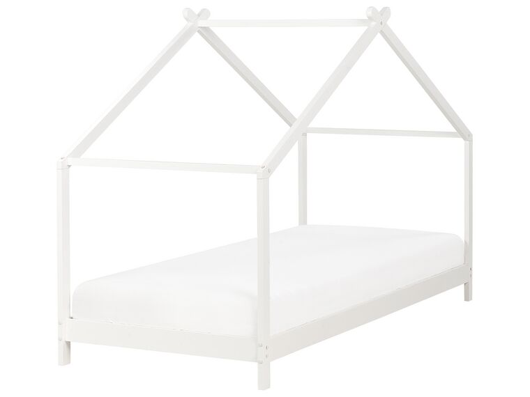 Wooden Kids House Bed EU Single Size White ORLU _911110