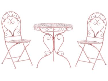 Ensemble de terrasse bistrot table et 2 chaises roses ALBINIA