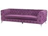 3 Seater Velvet Fabric Sofa Purple SOTRA_706357