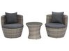 Set de jardin table et 2 fauteuils en rotin gris CAPRI_737829