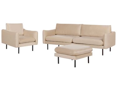 Sofa Set Samtstoff beige 4-Sitzer mit Ottomane VINTERBRO