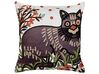 Set of 2 Embroidered Cotton Cushions Cat Motif 50 x 50 cm Multicolour PHUSRO_829336