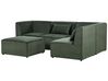Left Hand 4 Seater Modular Jumbo Cord Corner Sofa with Ottoman Dark Green LEMVIG_875779