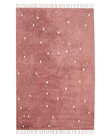 Tapete com pontos em algodão vermelho claro 140 x 200 cm ASTAF