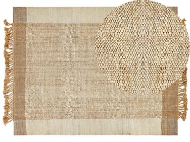Teppich Jute sandbeige 160 x 230 cm geometrisches Muster Kurzflor DEDEMLI
