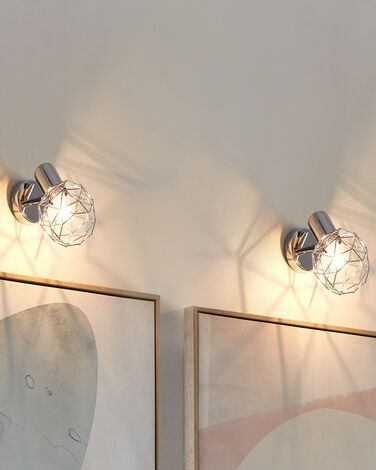 Set of 2 Metal Spotlight Lamps Silver CHENAB