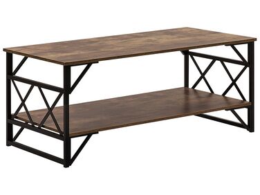 Coffee Table with Shelf Dark Wood with Black BOLTON