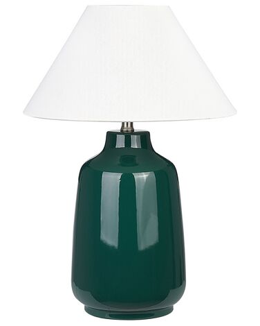 Lámpara de mesa de cerámica verde oscuro/blanco crema 57 cm CARETA