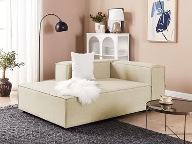 Right Hand Linen Chaise Lounge Beige APRICA