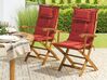 Set of 2 Garden Dining Chairs with Red Cushion MAUI_721921